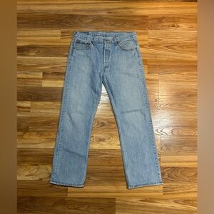 Vintage Y2K Levis 501 Light Blue Denim Button Fly Straight Leg Blue Jeans~34x31~